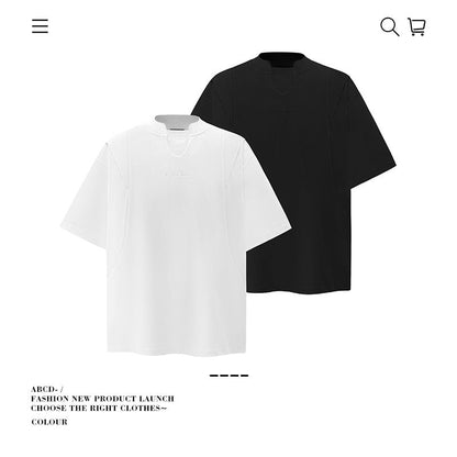 American vintage street T-shirt pure cotton men's summer loose half sleeve