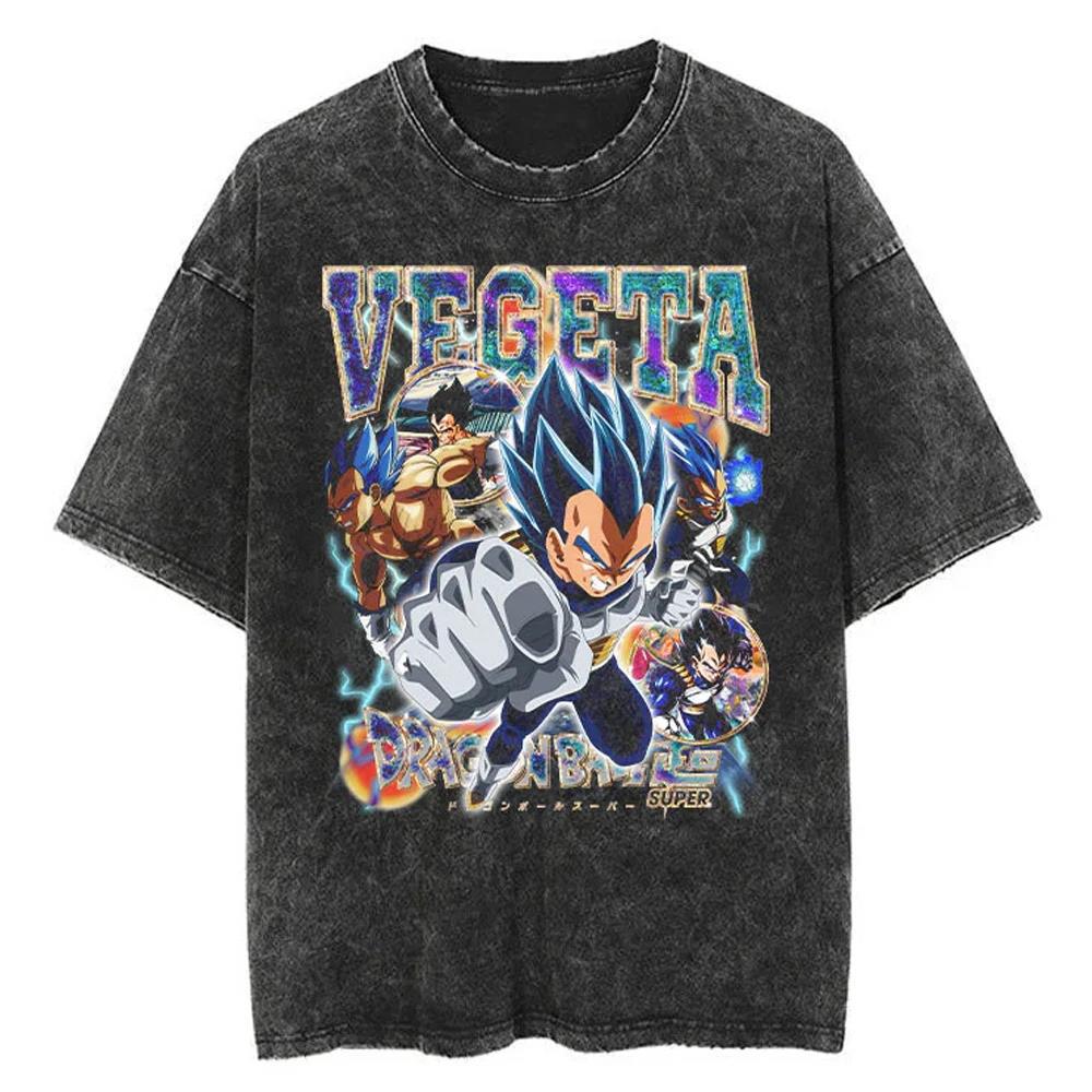 2024Men Tshirt Washed Black Vintage Japanese Anime Dragon (Prat 2)