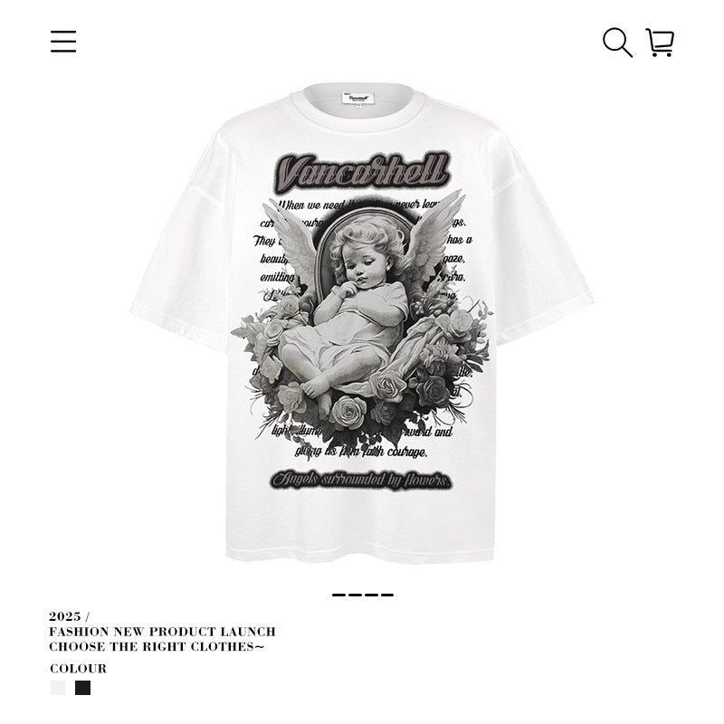 American vintage street T-shirt men's loose top