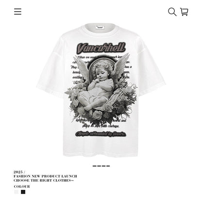 American vintage street T-shirt men's loose top