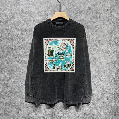 Amiri Long Sleeve Shirt Vintage T Shirt Washed and Worn Vintage Long Sleeve T-shirt