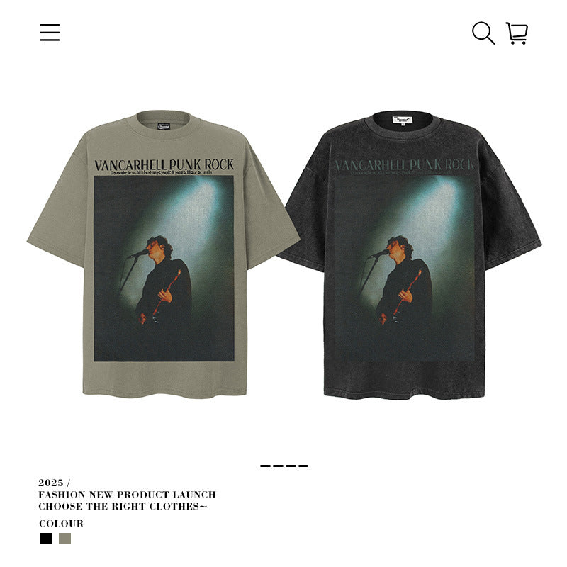 American vintage street T-shirt vintage cotton summer boys