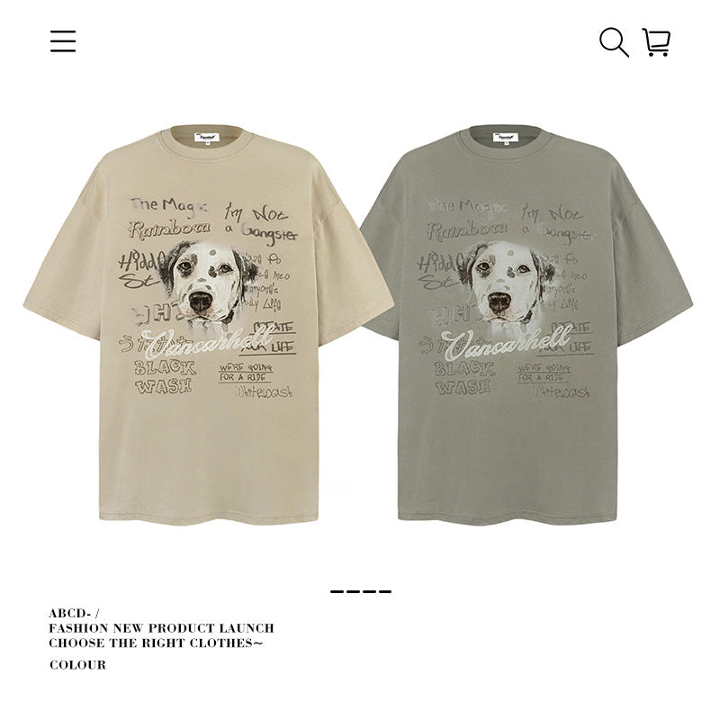 American vintage street T-shirt cotton vintage men's summer loose