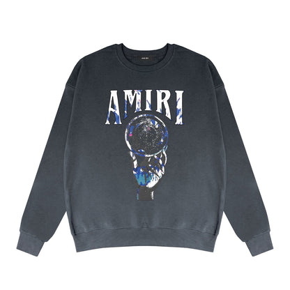 Amiri Long-Sleeve Shirt Personality Printed Crew Neck Sweatshirt