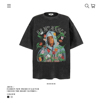 American vintage street T-shirt men's loose top