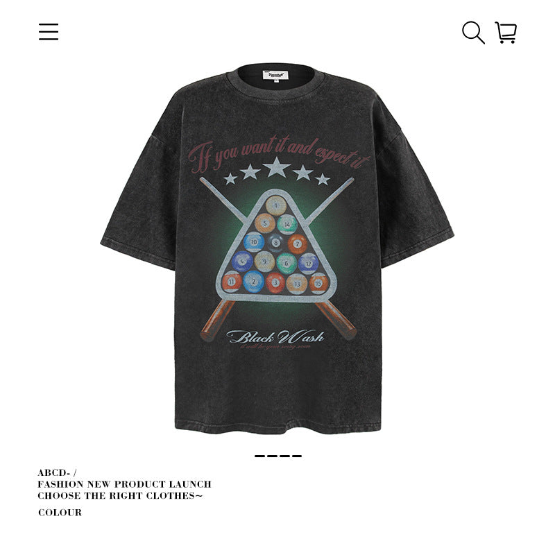 American vintage street T-shirt pure cotton retro men's and women's summer loose