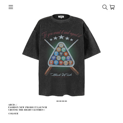 American vintage street T-shirt pure cotton retro men's and women's summer loose