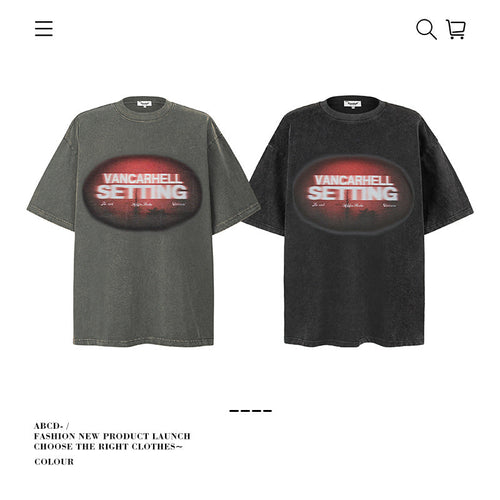 American vintage street T-shirt pure cotton retro men's and women's summer loose