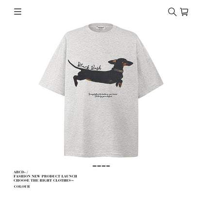 American vintage street T-shirt cotton men loose summer
