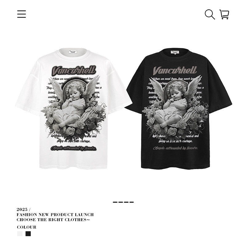 American vintage street T-shirt men's loose top