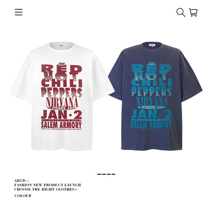 American vintage street T-shirt pure cotton men's and women's summer loose