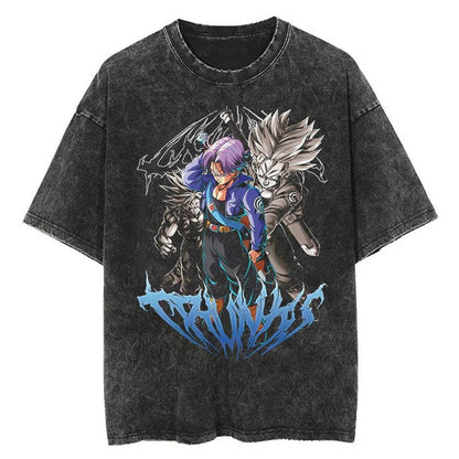 2024Men Tshirt Washed Black Vintage Japanese Anime Dragon (Prat 2)