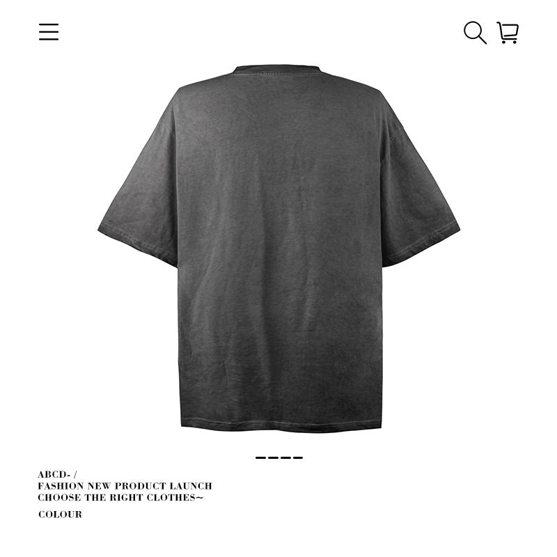 American vintage street T-shirt pure cotton men's and women's summer loose half-sleeves