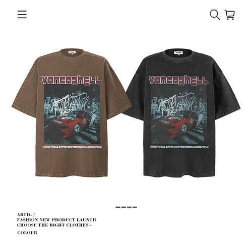 American vintage street T-shirt pure cotton retro men's and women's summer loose