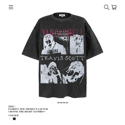 American vintage street T-shirt loose cotton men's vintage