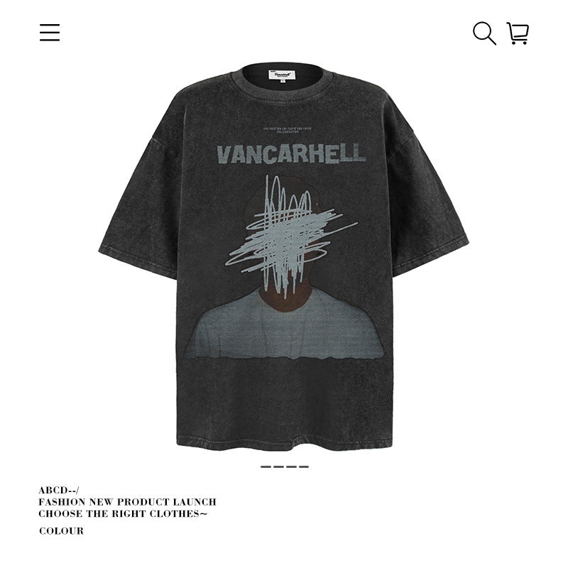 American vintage street T-shirt pure cotton men's and women's summer loose