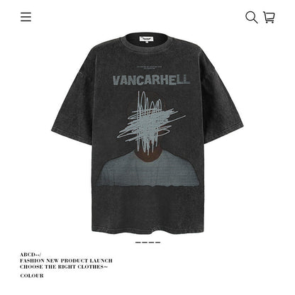 American vintage street T-shirt pure cotton men's and women's summer loose