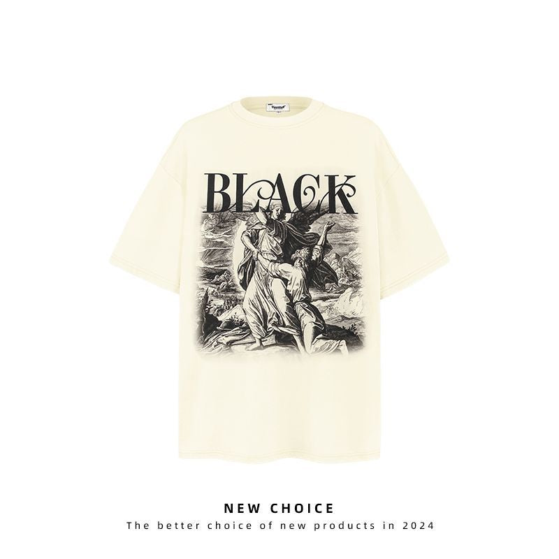 American vintage street T-shirt retro men loose