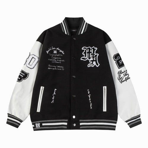 Amiri Jacket Spring and Autumn AMI Pattern Baseball Jacket Jacket Men's and Women's