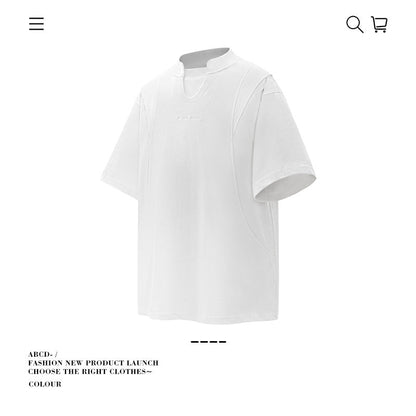 American vintage street T-shirt pure cotton men's summer loose half sleeve