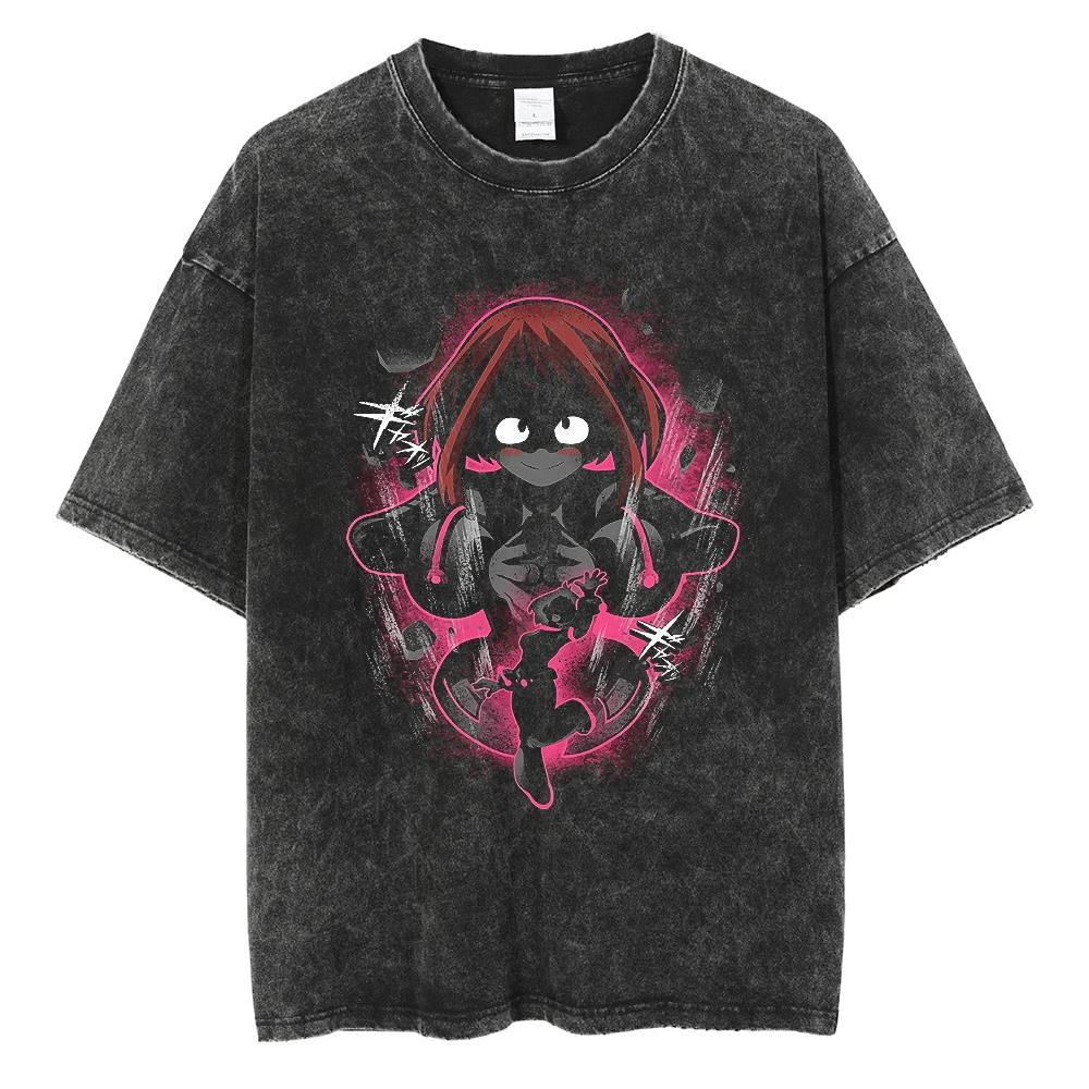 20242024 Fashion Streetwear Men Washed T Shirt Anime