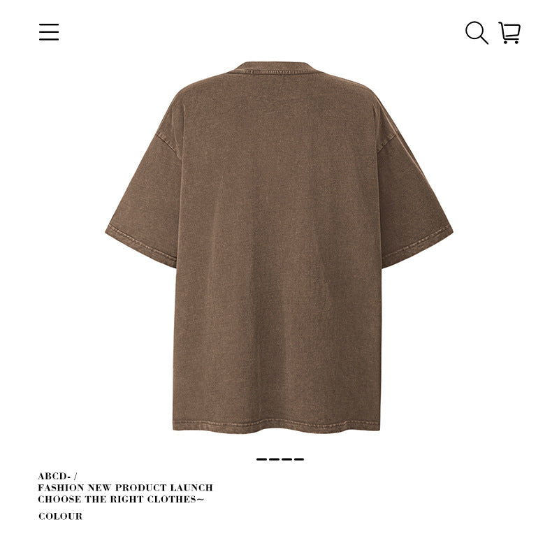 American vintage street T-shirt cotton vintage character print men and women summer loose