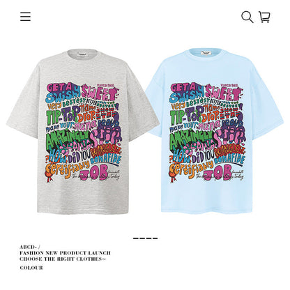 American vintage street T-shirt pure cotton men's and women's summer loose