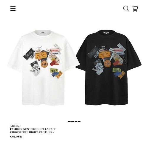 American vintage street T-shirt pure cotton men's and women's summer loose