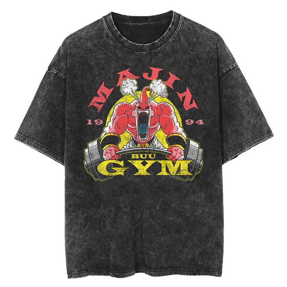 2024Men Tshirt Washed Black Vintage Japanese Anime Dragon (Prat 2)