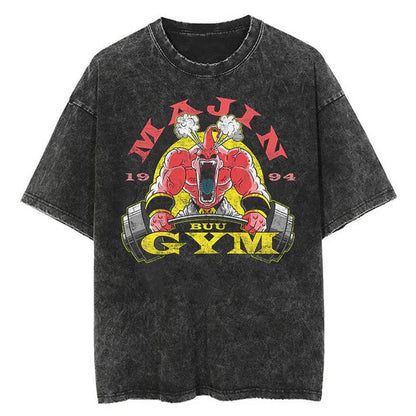 2024Men Tshirt Washed Black Vintage Japanese Anime Dragon (Prat 2)