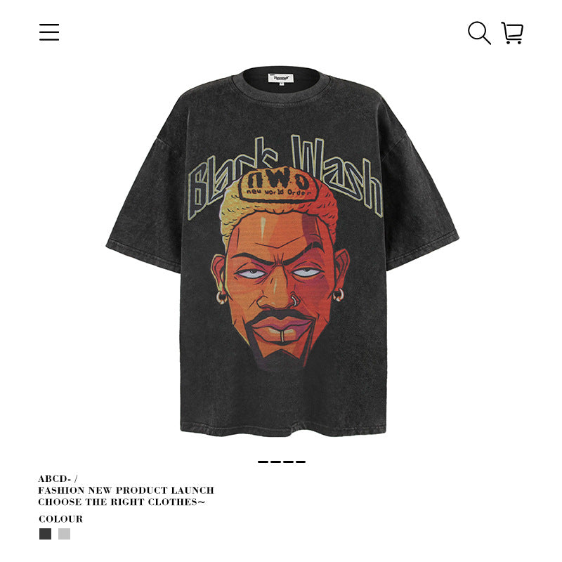 American vintage street T-shirt men's loose top