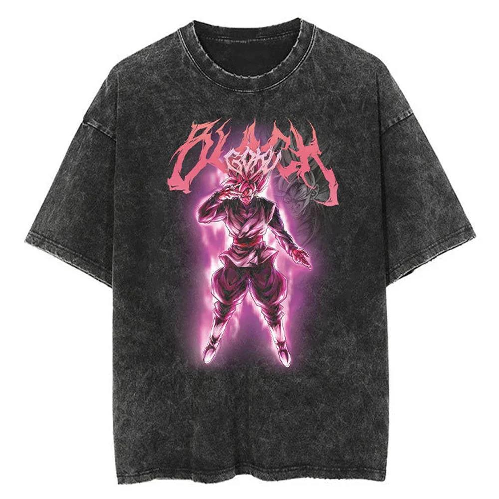 2024Men Tshirt Washed Black Vintage Japanese Anime Dragon (Prat 2)