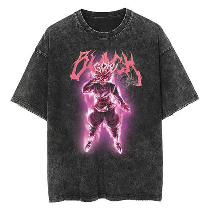 2024Men Tshirt Washed Black Vintage Japanese Anime Dragon (Prat 2)