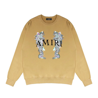 Amiri Long Sleeve Shirt Crew Sweatshirts Crew Neck Sweater