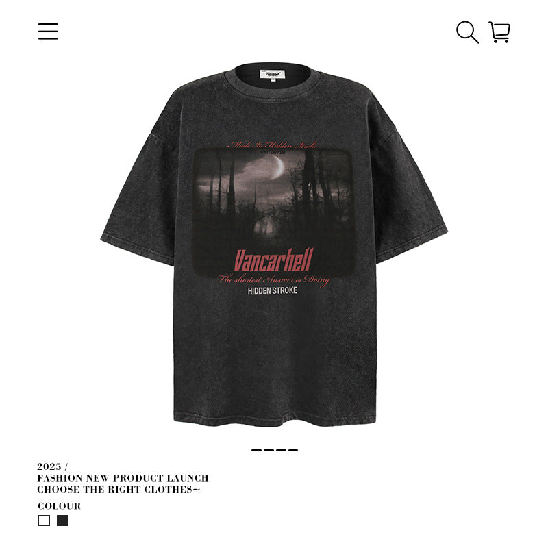 American vintage street T-shirt men's loose half-sleeve summer