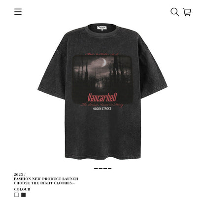American vintage street T-shirt men's loose half-sleeve summer