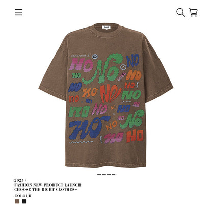 American vintage street T-shirt vintage cotton summer boys