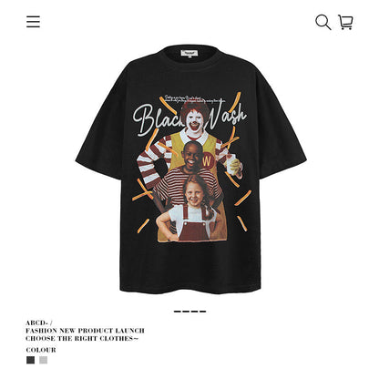 American vintage street T-shirt men's loose top