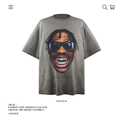 American vintage street T-shirt men's loose cotton