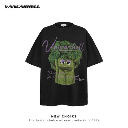 American vintage street T-shirt men's loose summer half-sleeved shirt