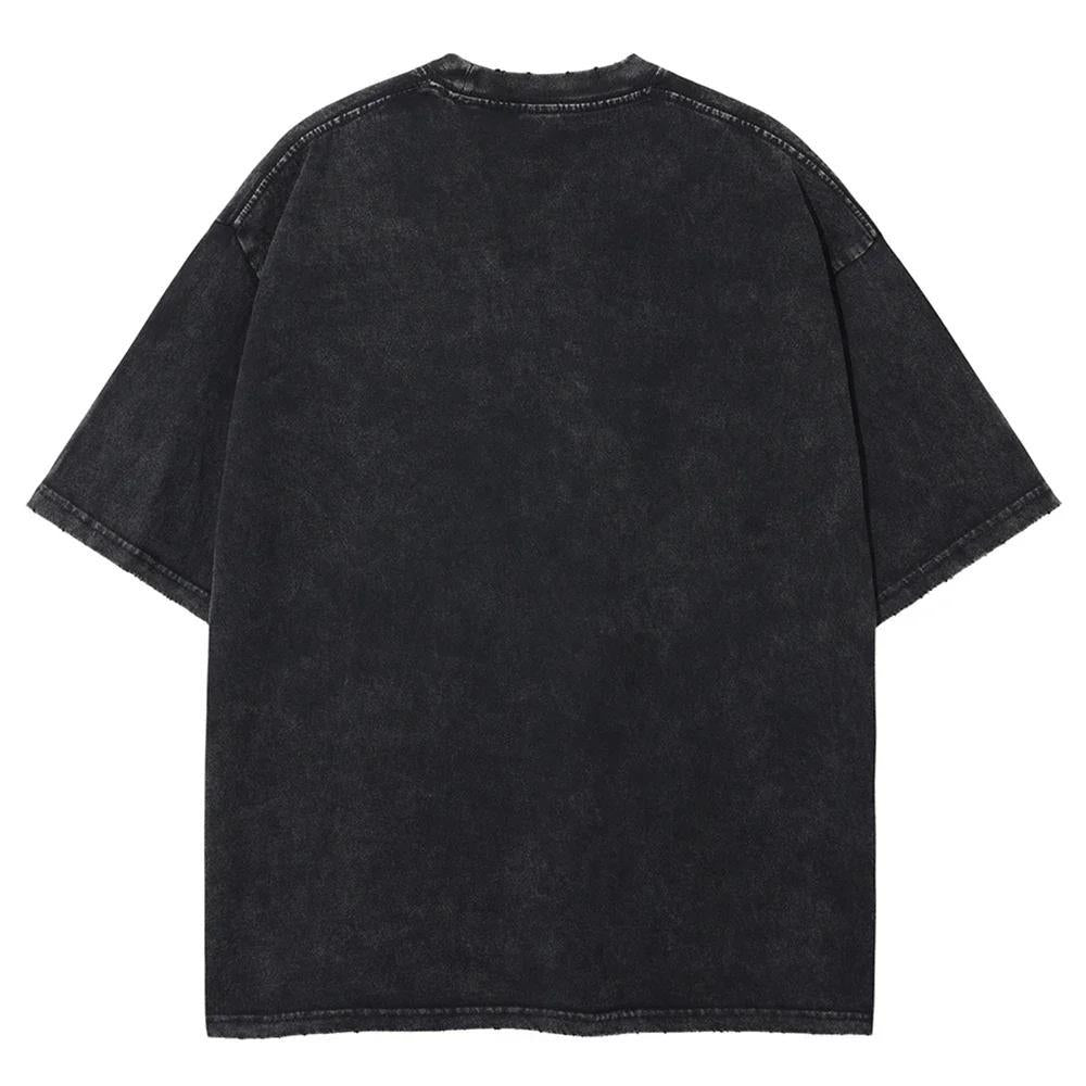 2024Men Tshirt Washed Black Vintage Japanese Anime Dragon (Prat 2)