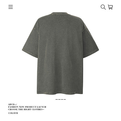 American vintage street T-shirt men's summer loose half-sleeved shirt