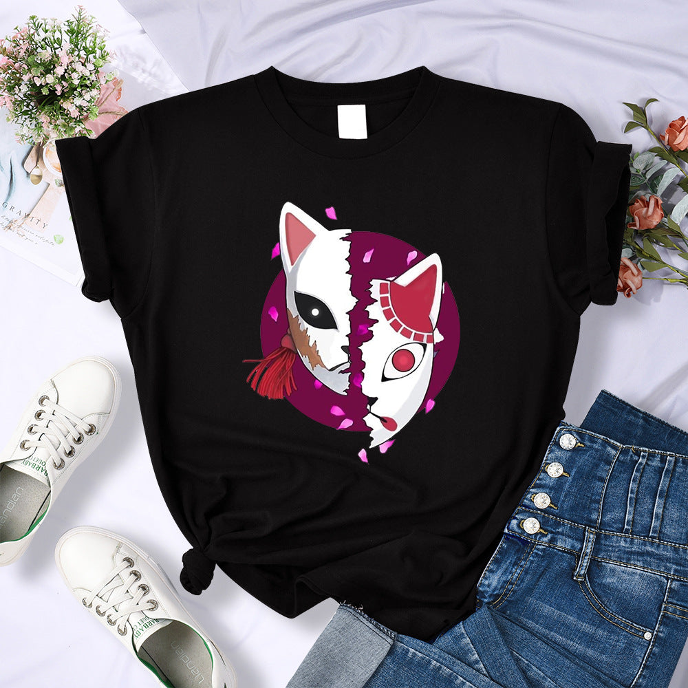 2024Demon Slayer Mask Anime Prints T-Shirt