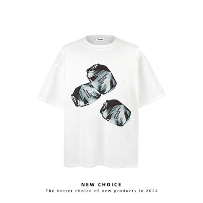 American vintage street T-shirt retro men's loose casual top