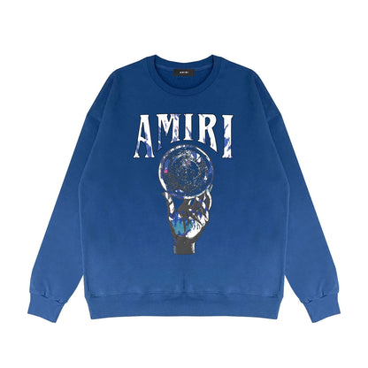Amiri Long-Sleeve Shirt Personality Printed Crew Neck Sweatshirt