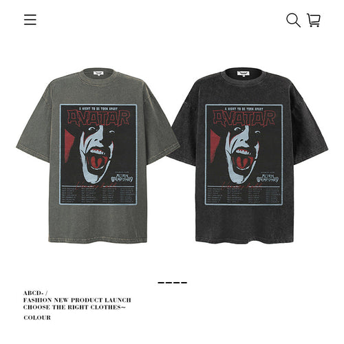 American vintage street T-shirt pure cotton men's and women's summer loose