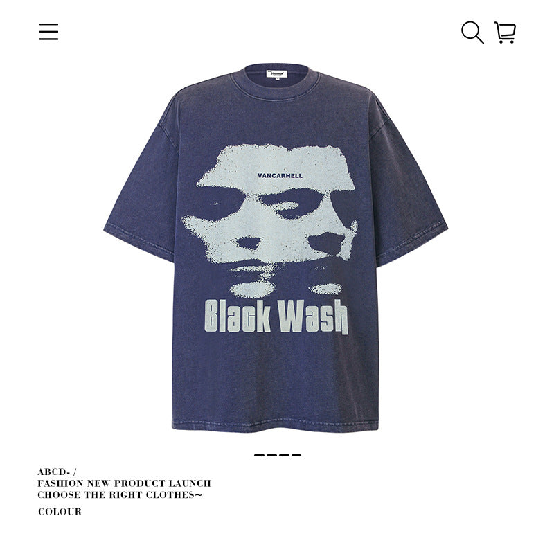 American vintage street T-shirt pure cotton retro men's and women's summer loose