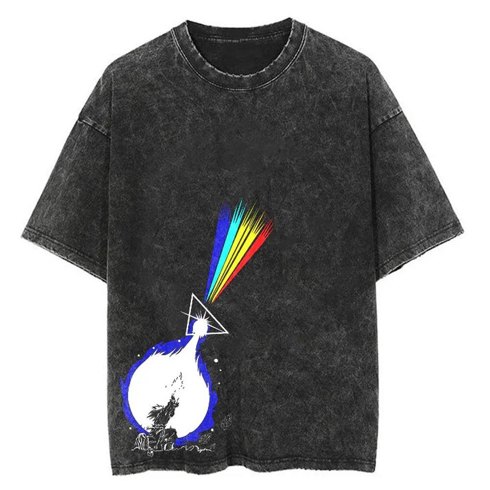 2024Men Tshirt Washed Black Vintage Japanese Anime Dragon (Prat 2)