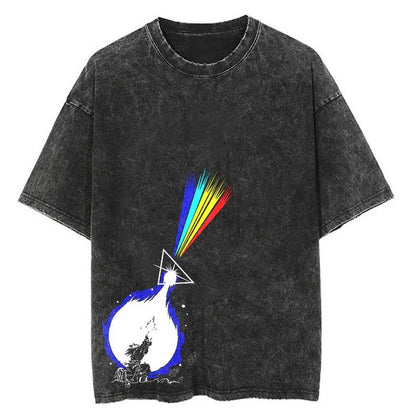 2024Men Tshirt Washed Black Vintage Japanese Anime Dragon (Prat 2)