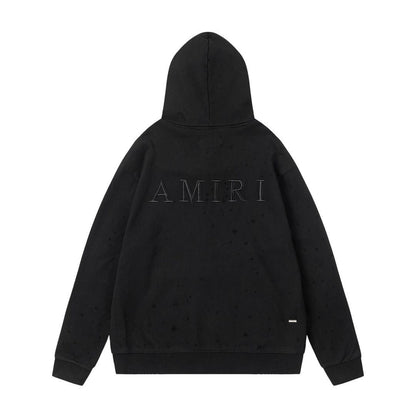 Amiri Hoodie AMI logo embroidered hooded sweater with holes